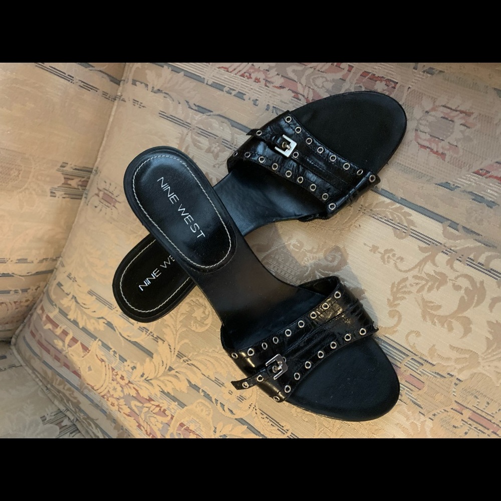 Black slip on sandals